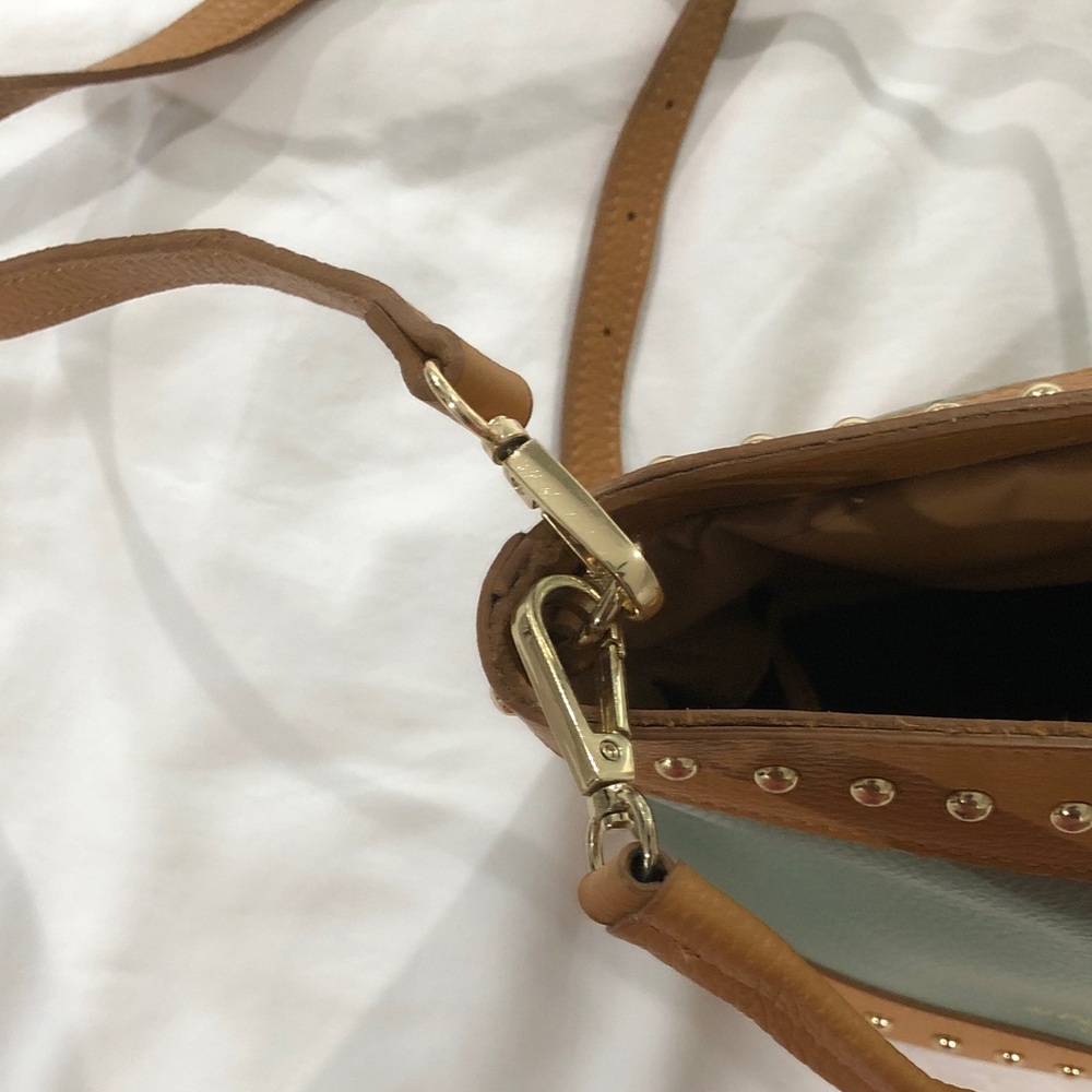 Anna Paola Leather bucket bag Green and light brown - Picture 7 of 16